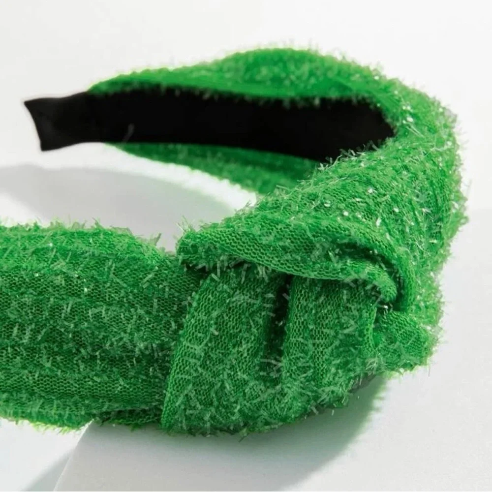 Brand New Fuzzy Green Topknot Headband - Holiday Vibes 🌲